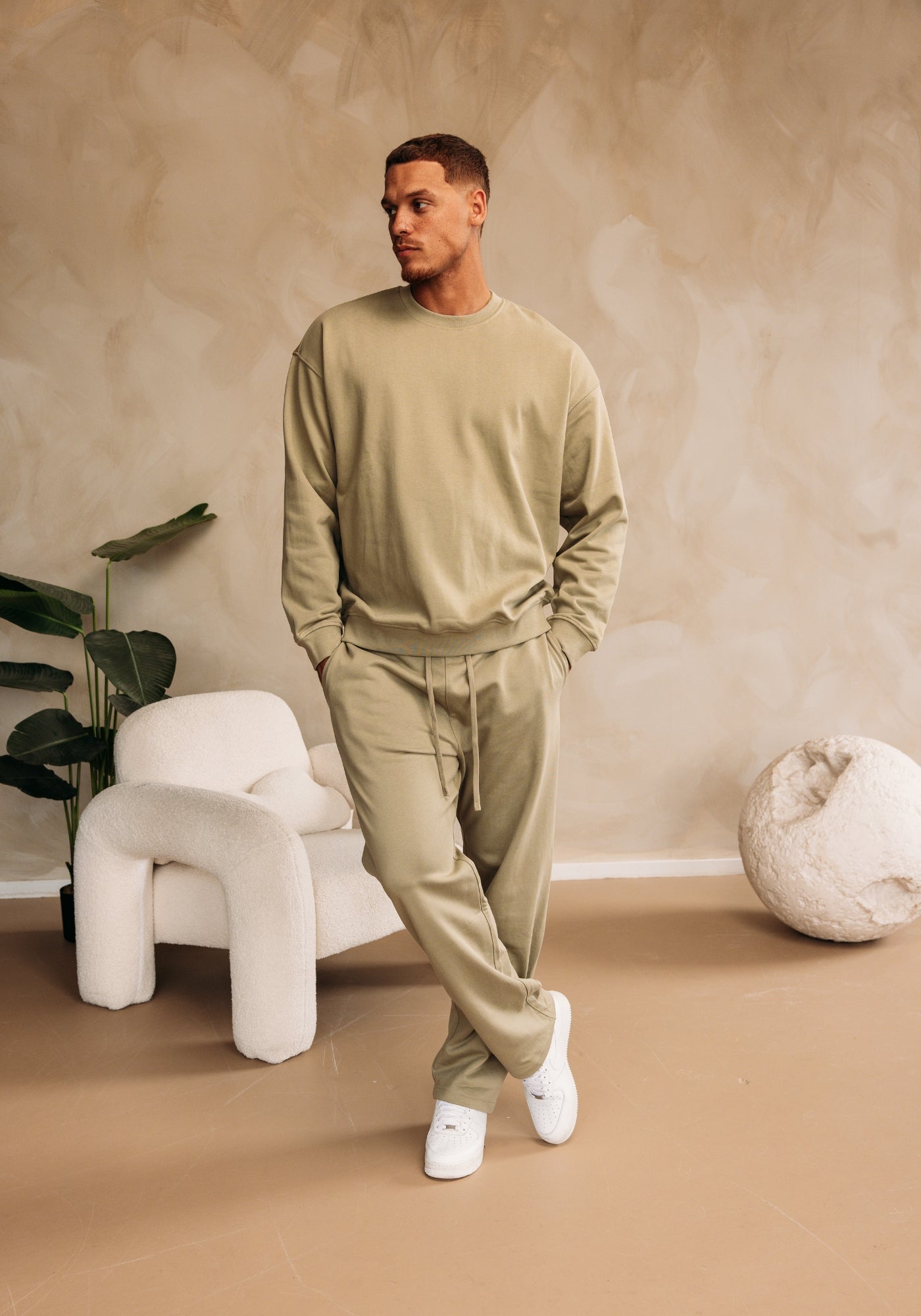 Cotton District ESSENTIAL JOGGERS Sets KHAKI GREEN