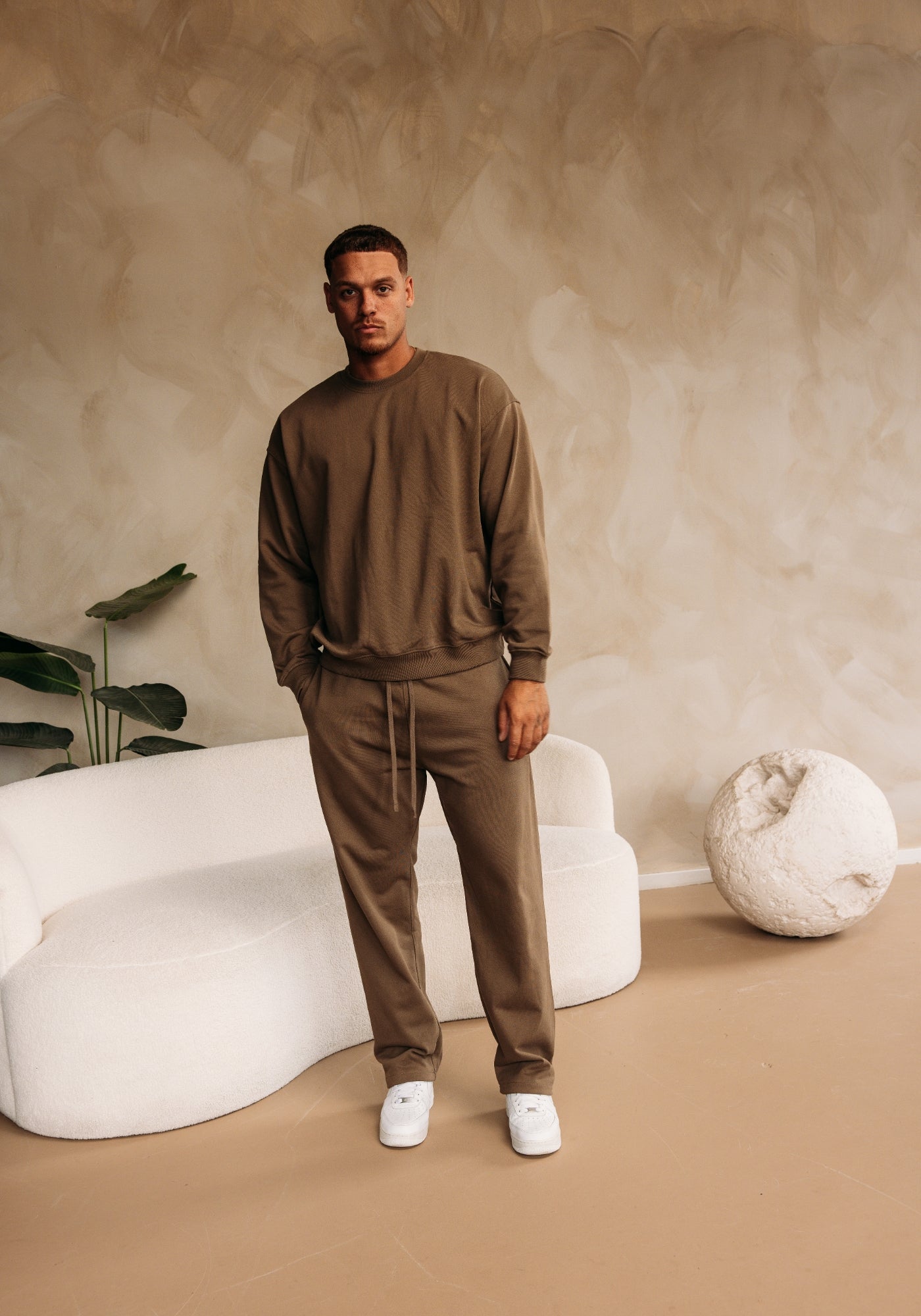 Cotton District ESSENTIAL SWEATER Sets BROWN