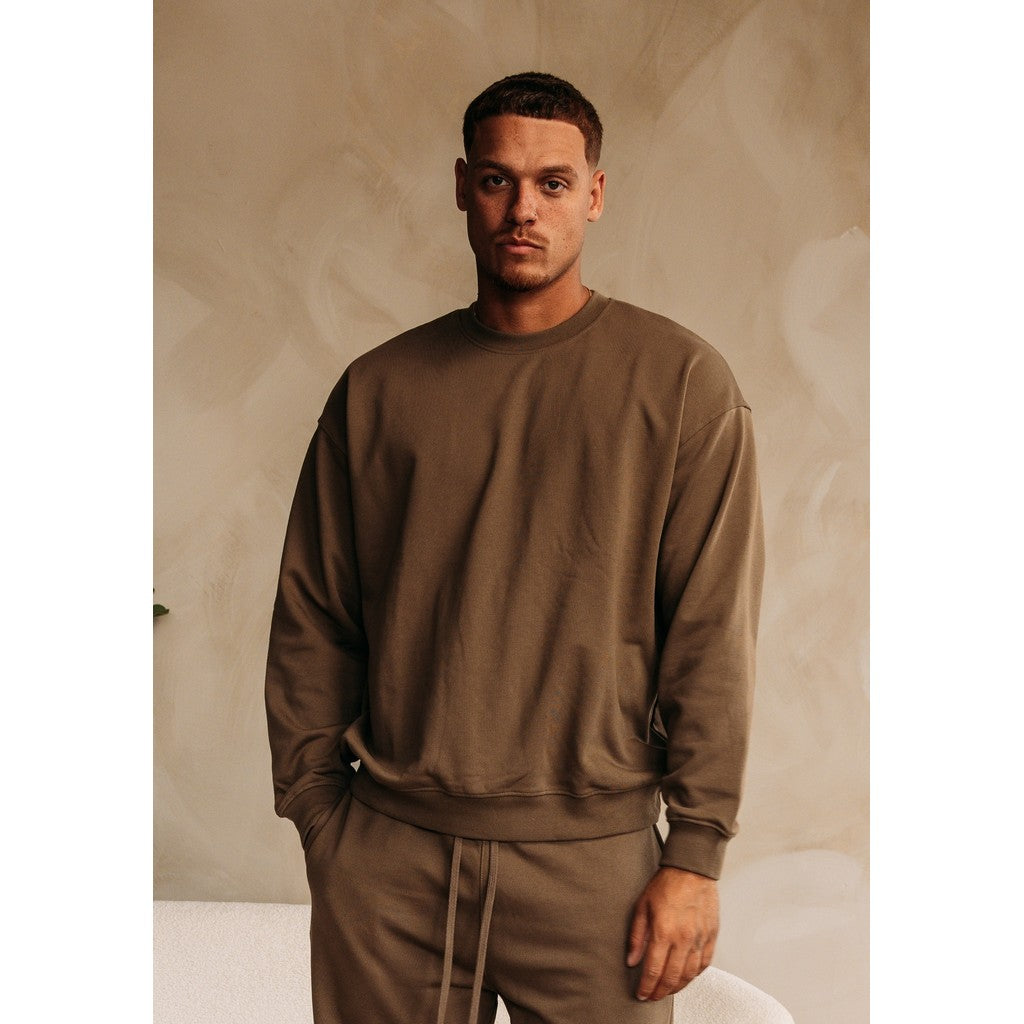 Cotton District ESSENTIAL SWEATER Sets BROWN