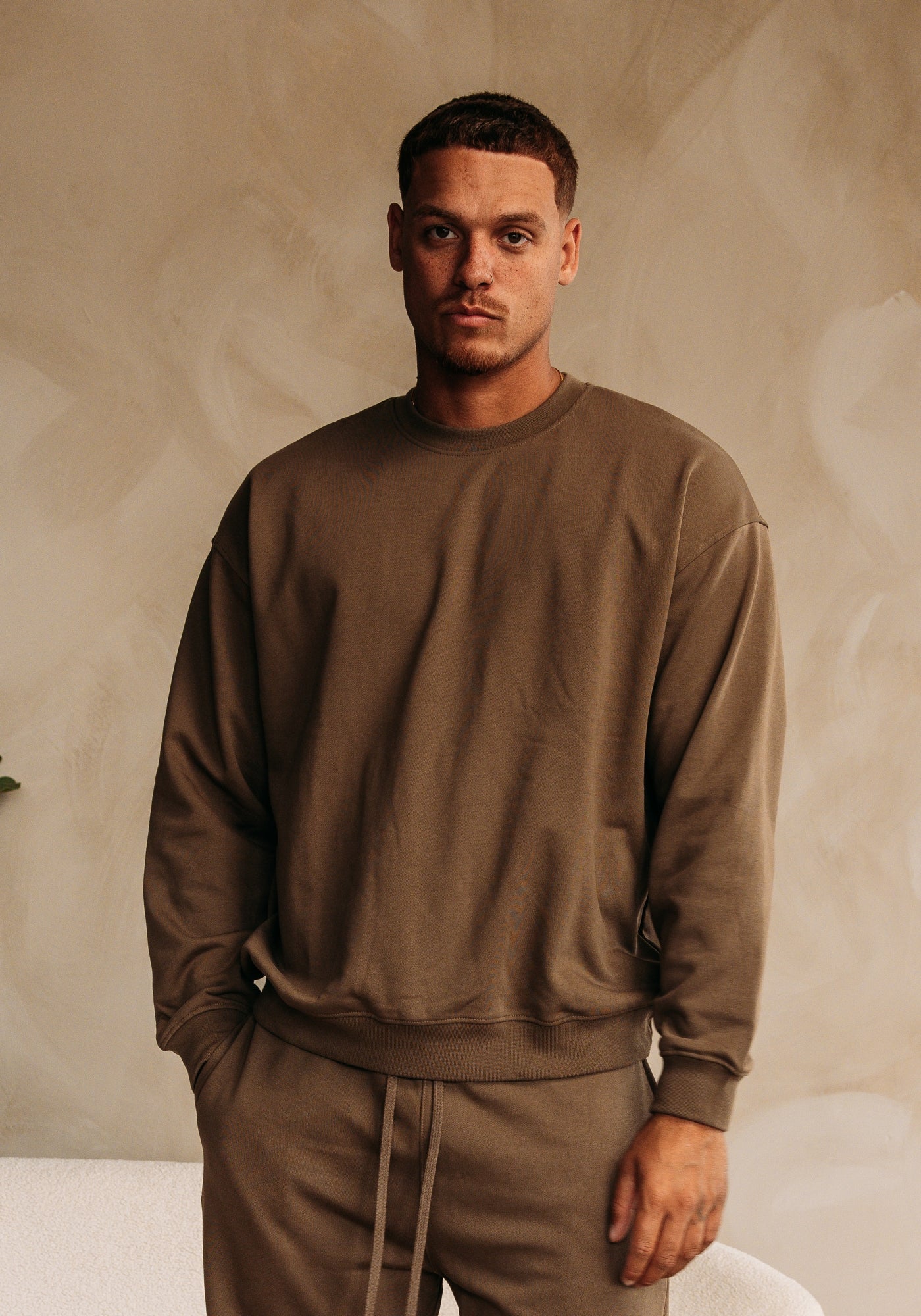 Cotton District ESSENTIAL SWEATER Sets BROWN