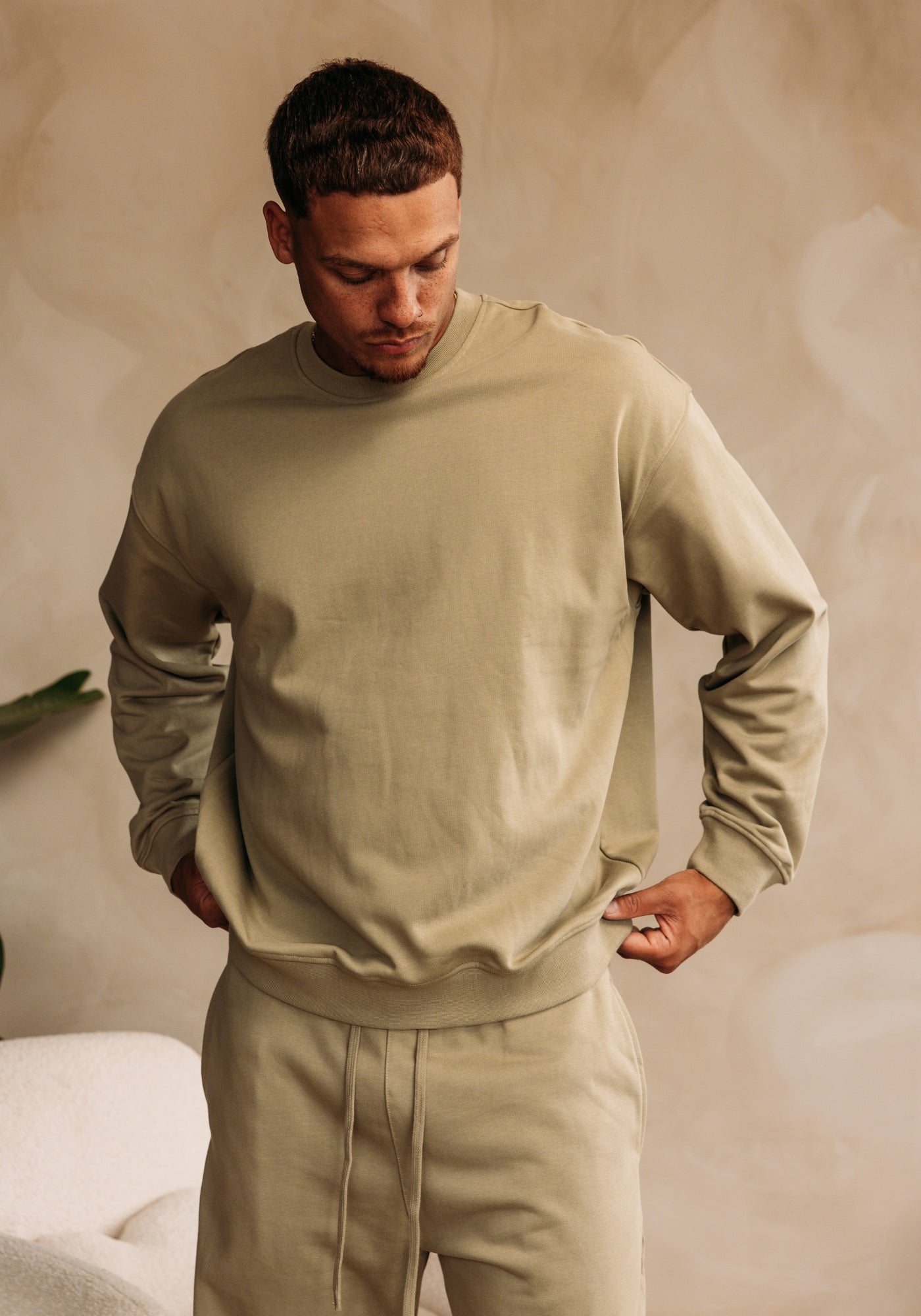 Cotton District ESSENTIAL SWEATER Sets KHAKI GREEN