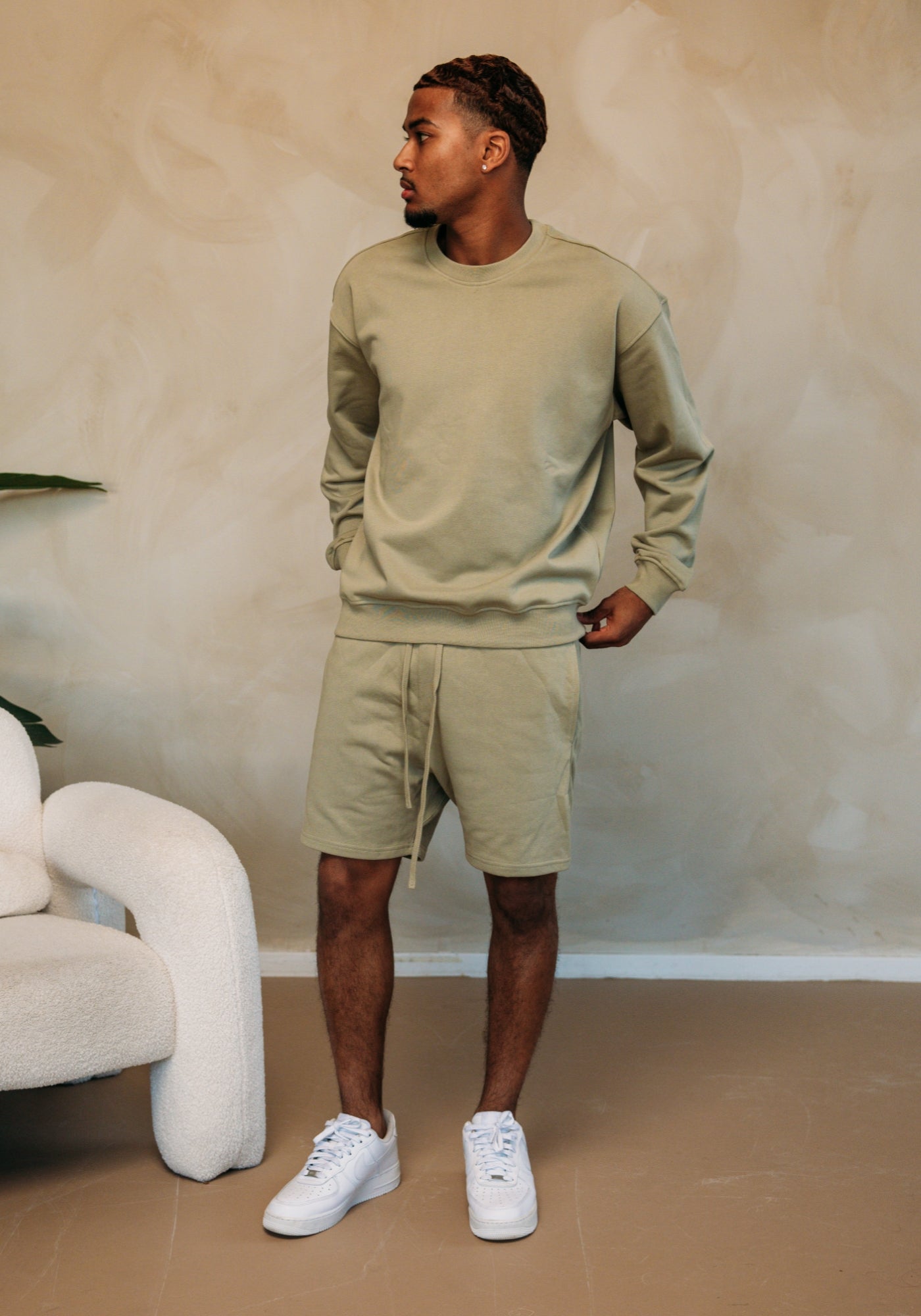 Cotton District ESSENTIAL SWEATER Sets KHAKI GREEN