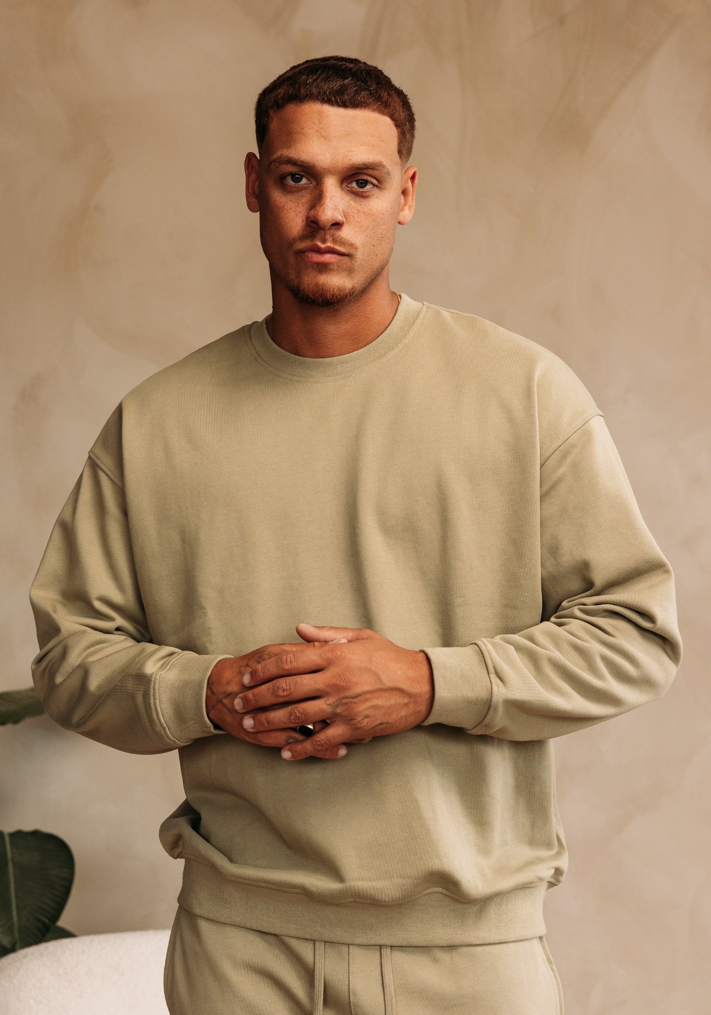 Cotton District ESSENTIAL SWEATER Sets KHAKI GREEN