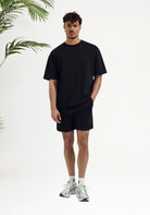 Cotton District Emblem Badge Sweat Shorts Shorts BLACK