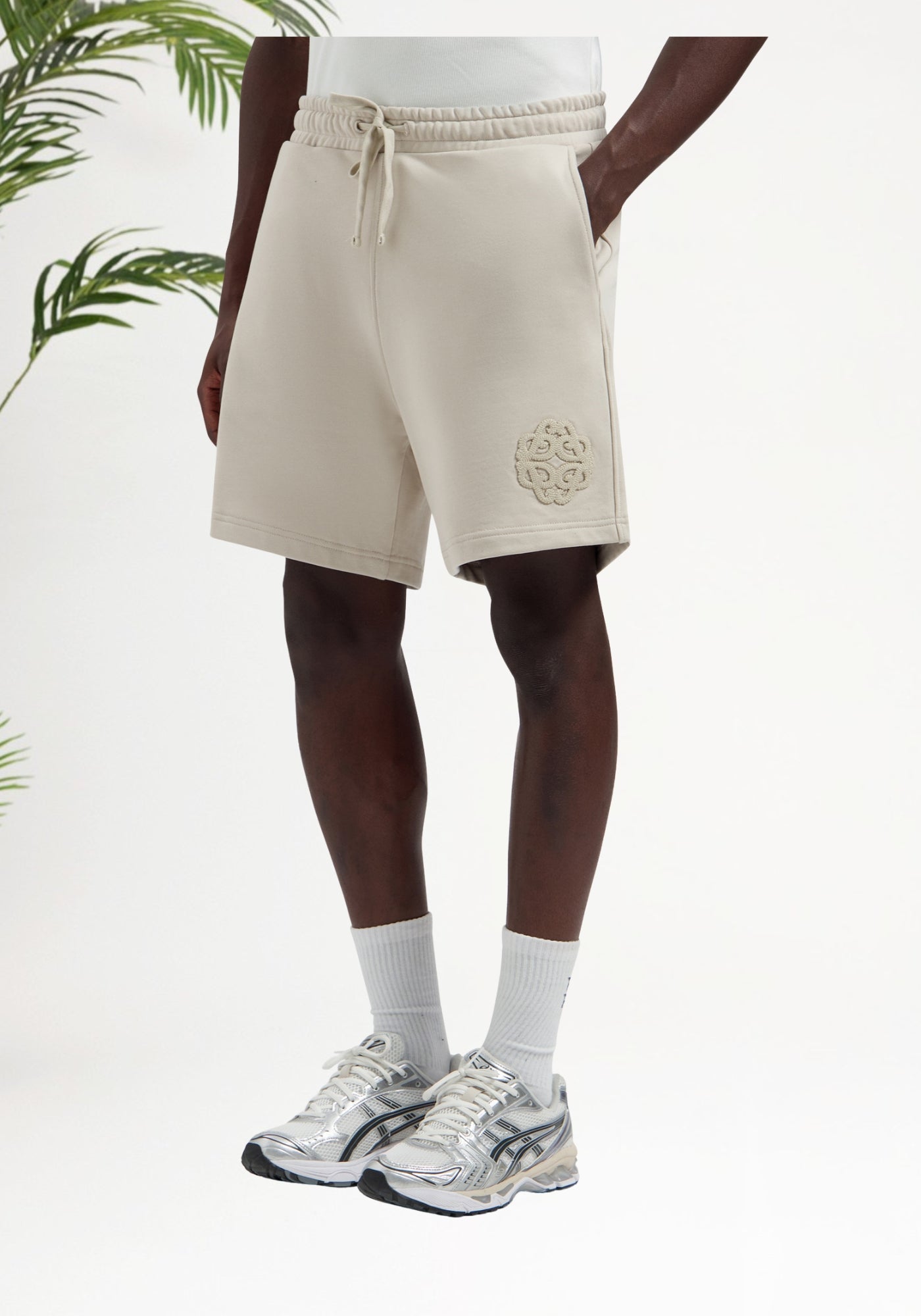 Cotton District Emblem Badge Sweat Shorts Shorts SAND