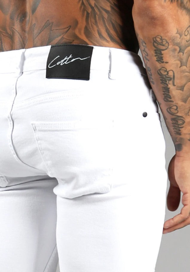 Cotton District FULL WHITE DENIM SHORTS  WHITE