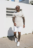 Cotton District FULL WHITE DENIM SHORTS  WHITE