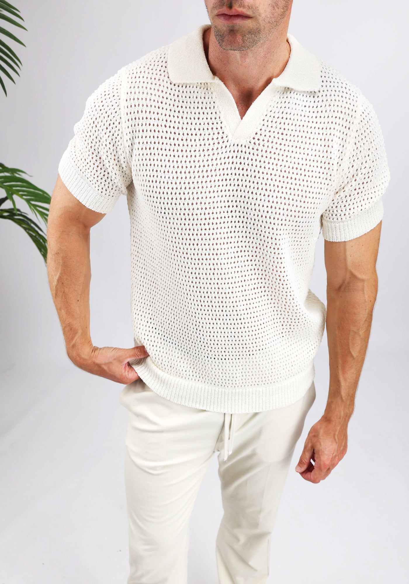 Cotton District HEAVY KNIT POLO T-Shirts OFF WHITE