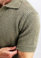 Cotton District HEAVY KNIT POLO T-Shirts OLIVE