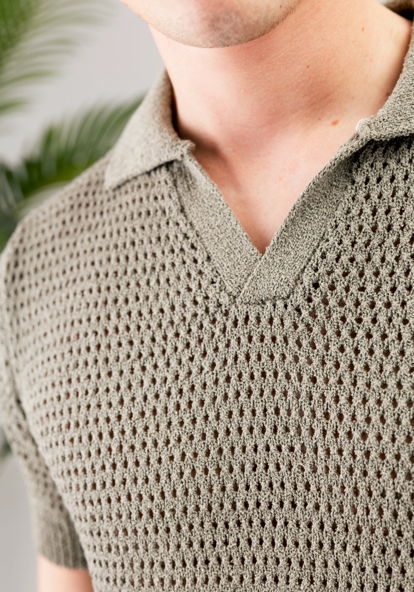 Cotton District HEAVY KNIT POLO T-Shirts OLIVE