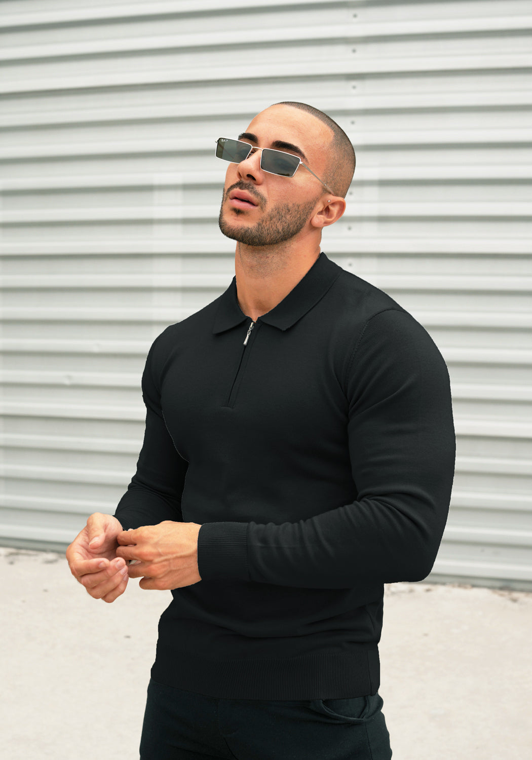 Cotton District LONGSLEEVE POLO  BLACK