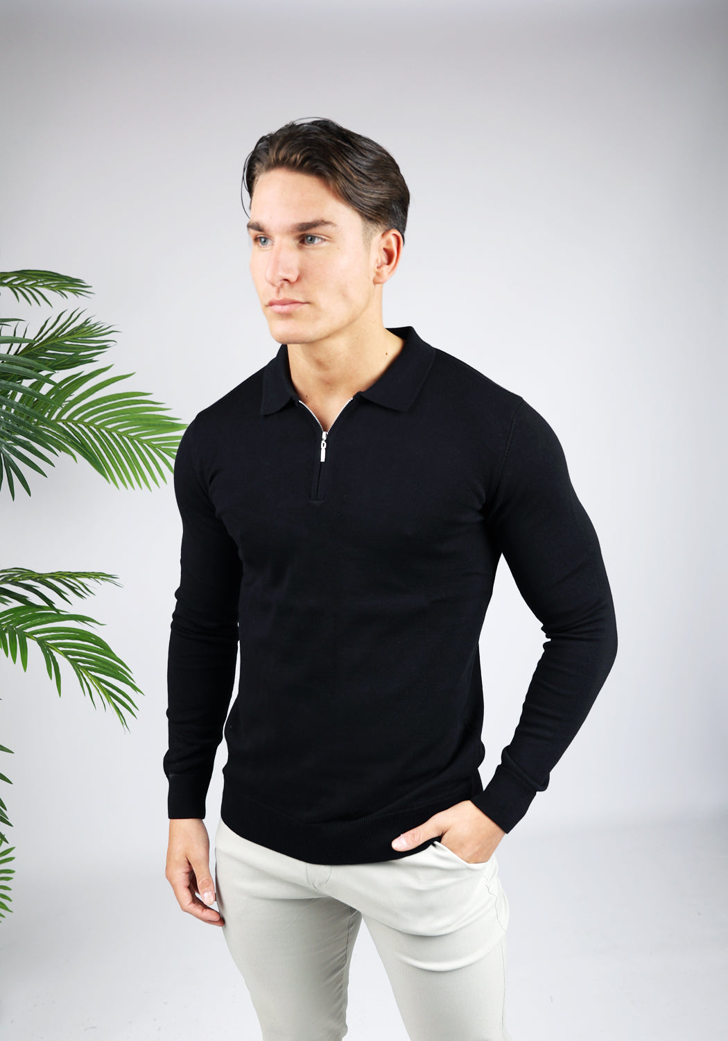 Cotton District LONGSLEEVE POLO  BLACK