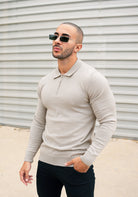Cotton District LONGSLEEVE POLO  TAUPE