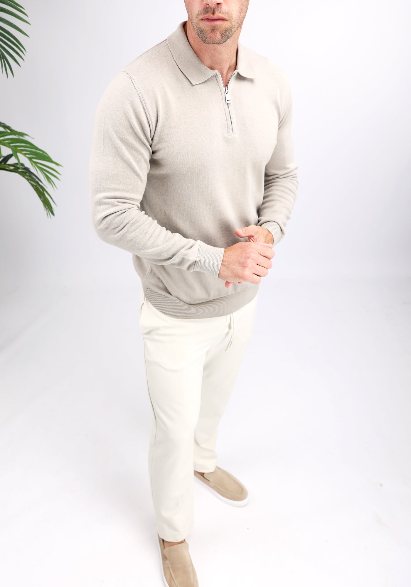 Cotton District LONGSLEEVE POLO  TAUPE
