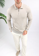 Cotton District LONGSLEEVE POLO  TAUPE