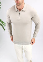 Cotton District LONGSLEEVE POLO  TAUPE
