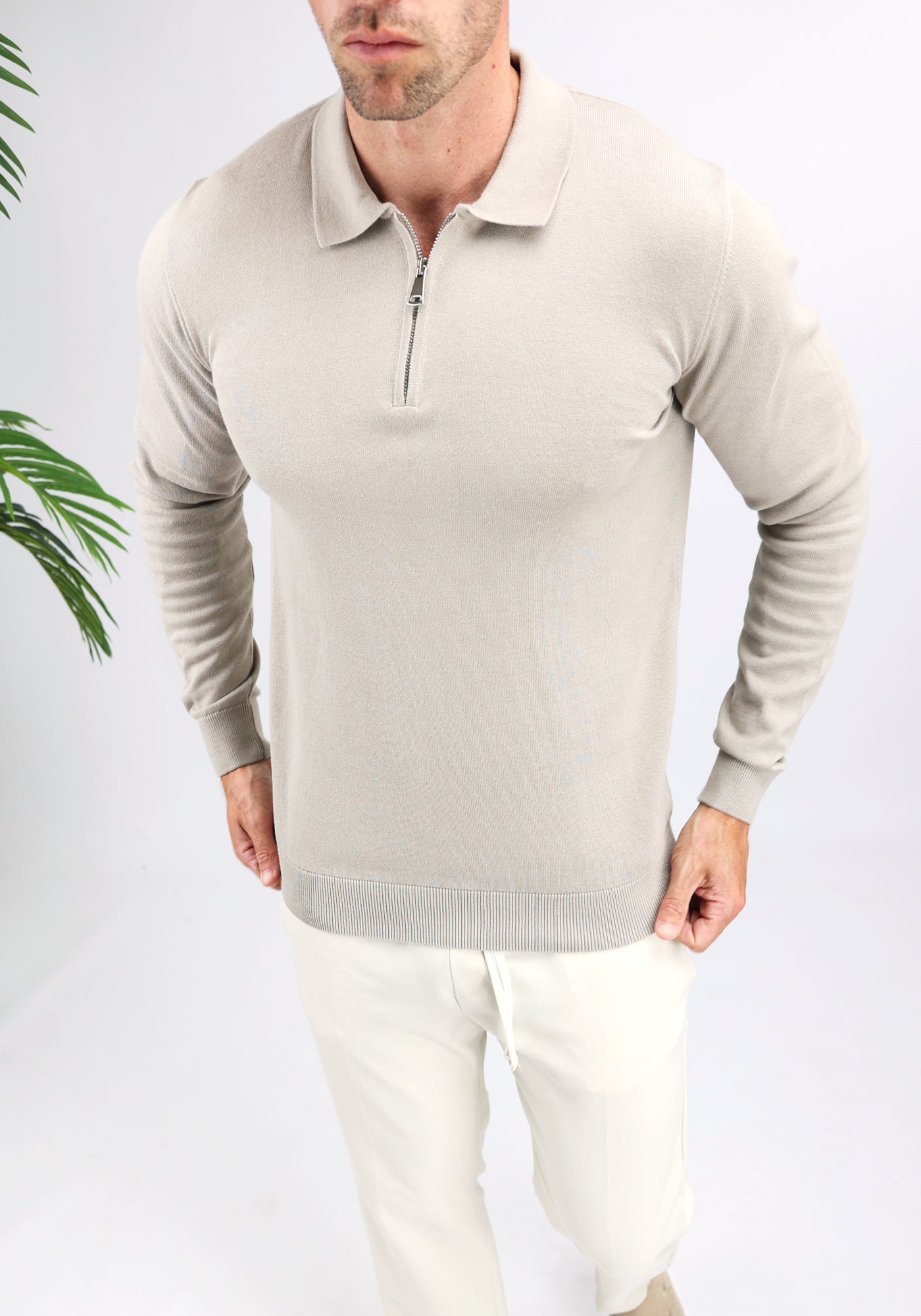 Cotton District LONGSLEEVE POLO  TAUPE