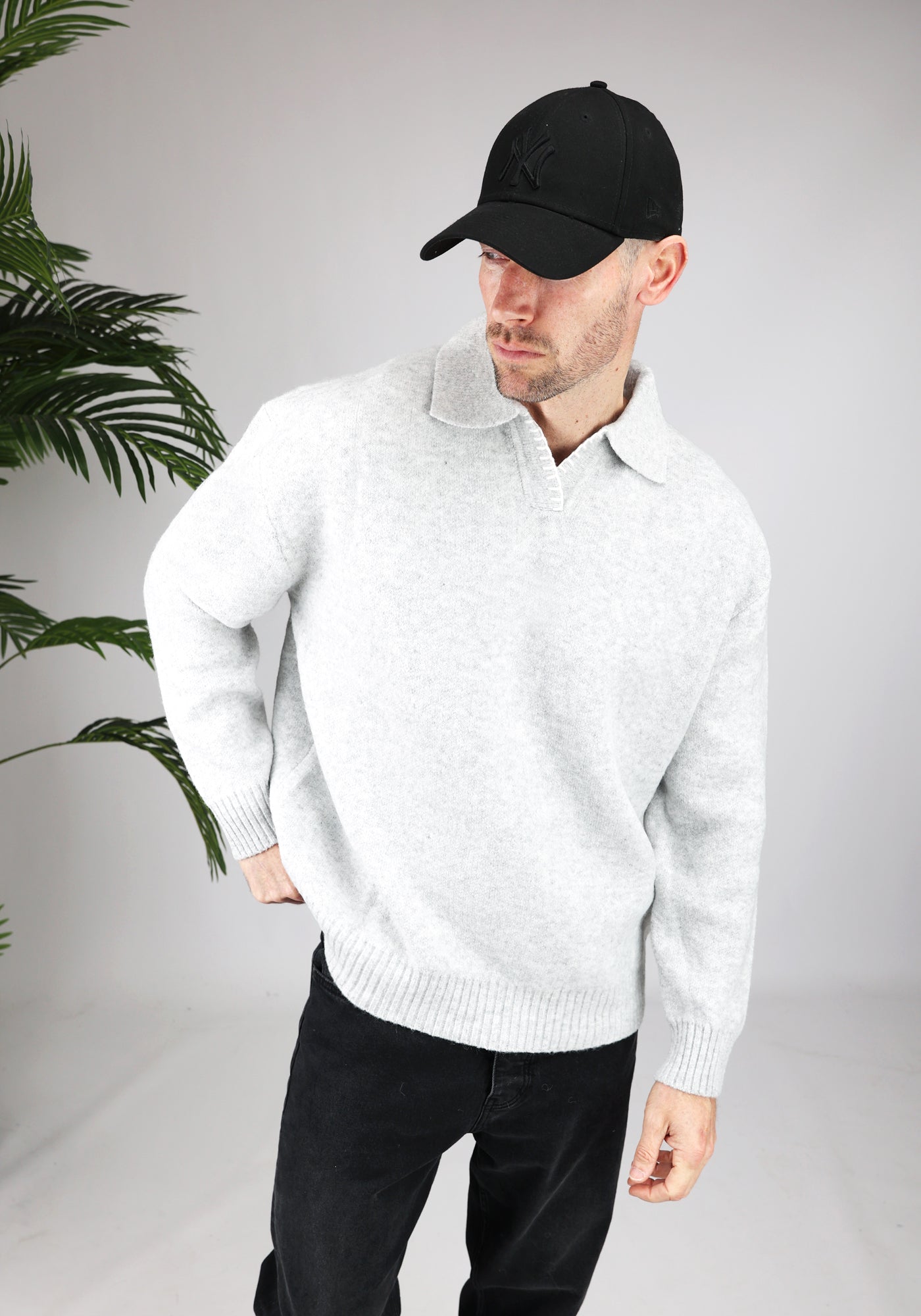 Cotton District LONGSLEEVE WOOL POLO  GREY