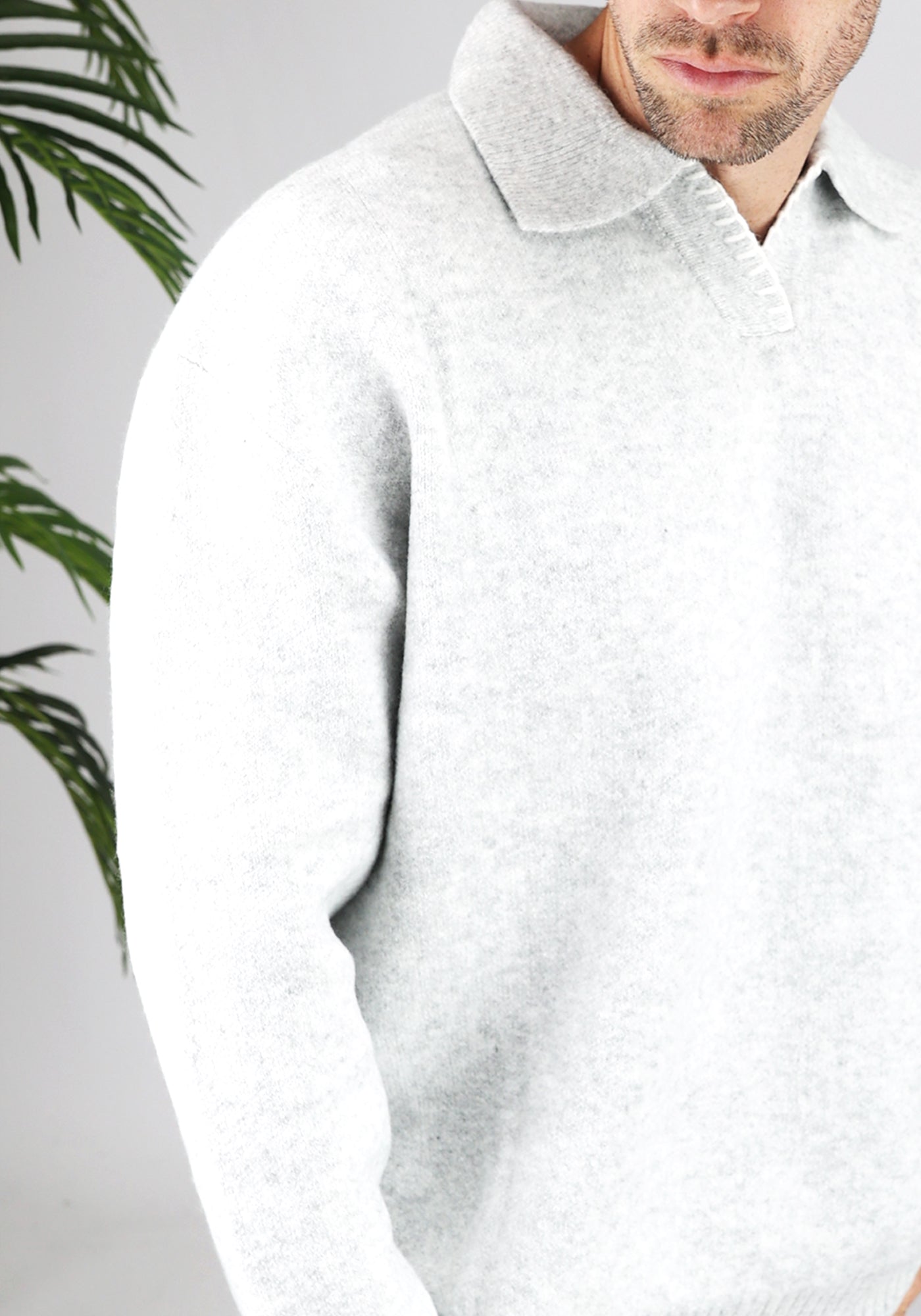 Cotton District LONGSLEEVE WOOL POLO  GREY