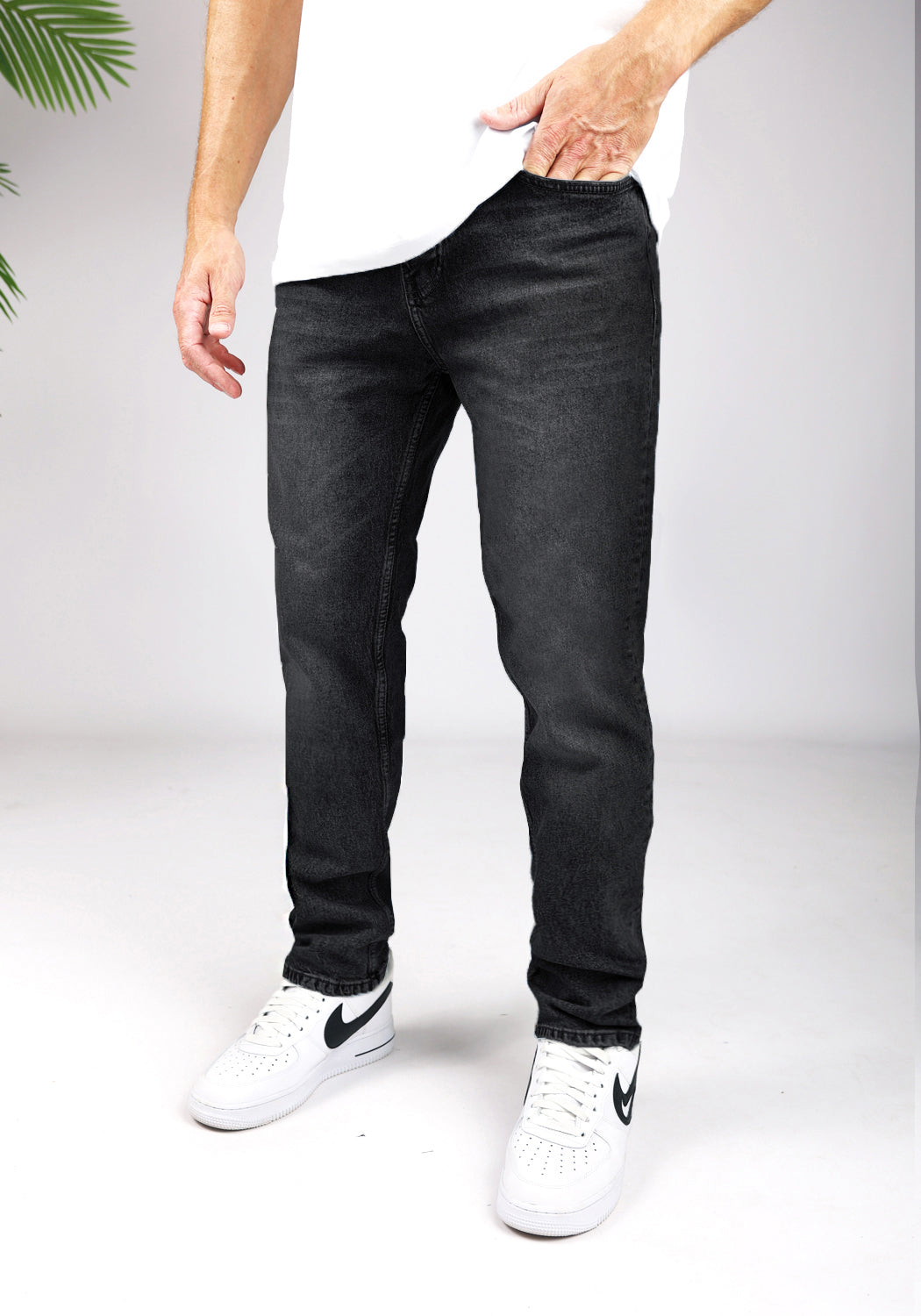Cotton District LONG LOOSE FIT JEANS  WASHED BLACK