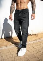 Cotton District LONG LOOSE FIT JEANS  WASHED BLACK
