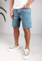 Cotton District LOOSE DENIM SHORTS Shorts BLUE
