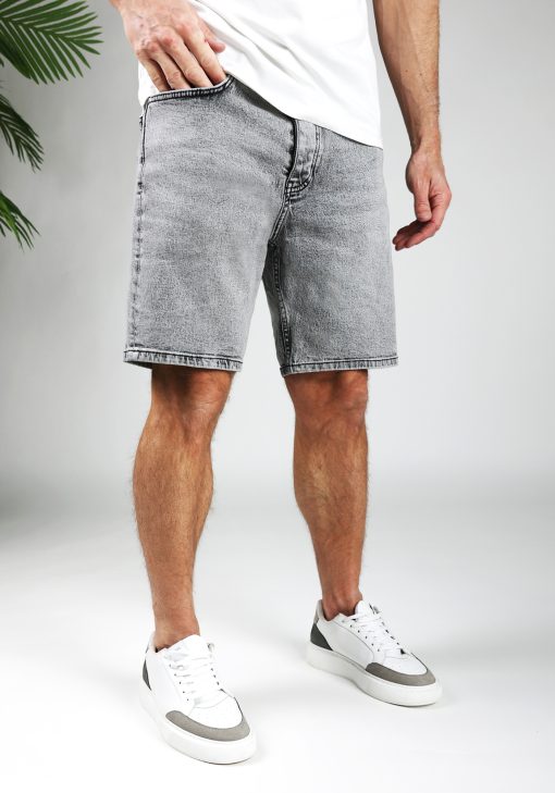 Cotton District LOOSE DENIM SHORTS Shorts GREY
