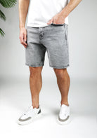 Cotton District LOOSE DENIM SHORTS Shorts GREY