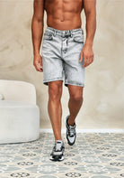 Cotton District LOOSE DENIM SHORTS Shorts GREY