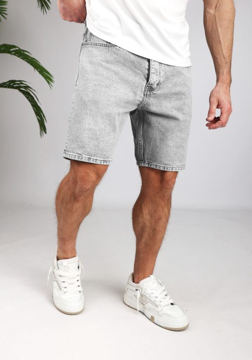 Cotton District LOOSE DENIM SHORTS Shorts GREY