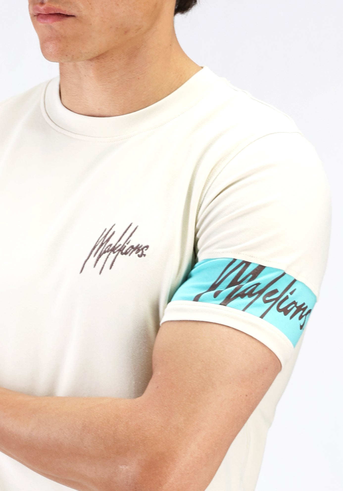 Cotton District MALELIONS CAPTAIN T-SHIRT  BEIGE/BRIGHT BLUE