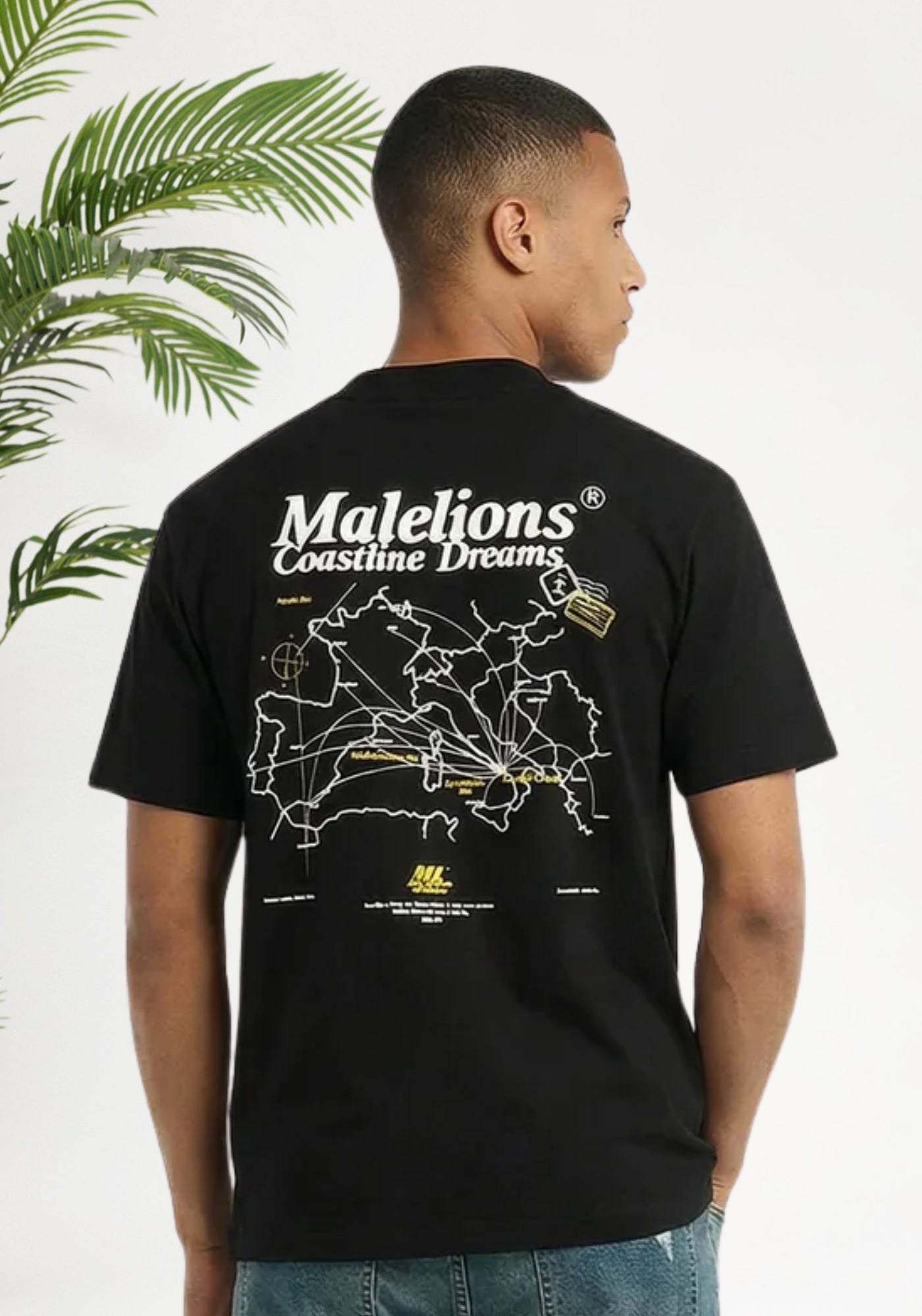 Cotton District MALELIONS COASTLINE T-SHIRT T-Shirts BLACK