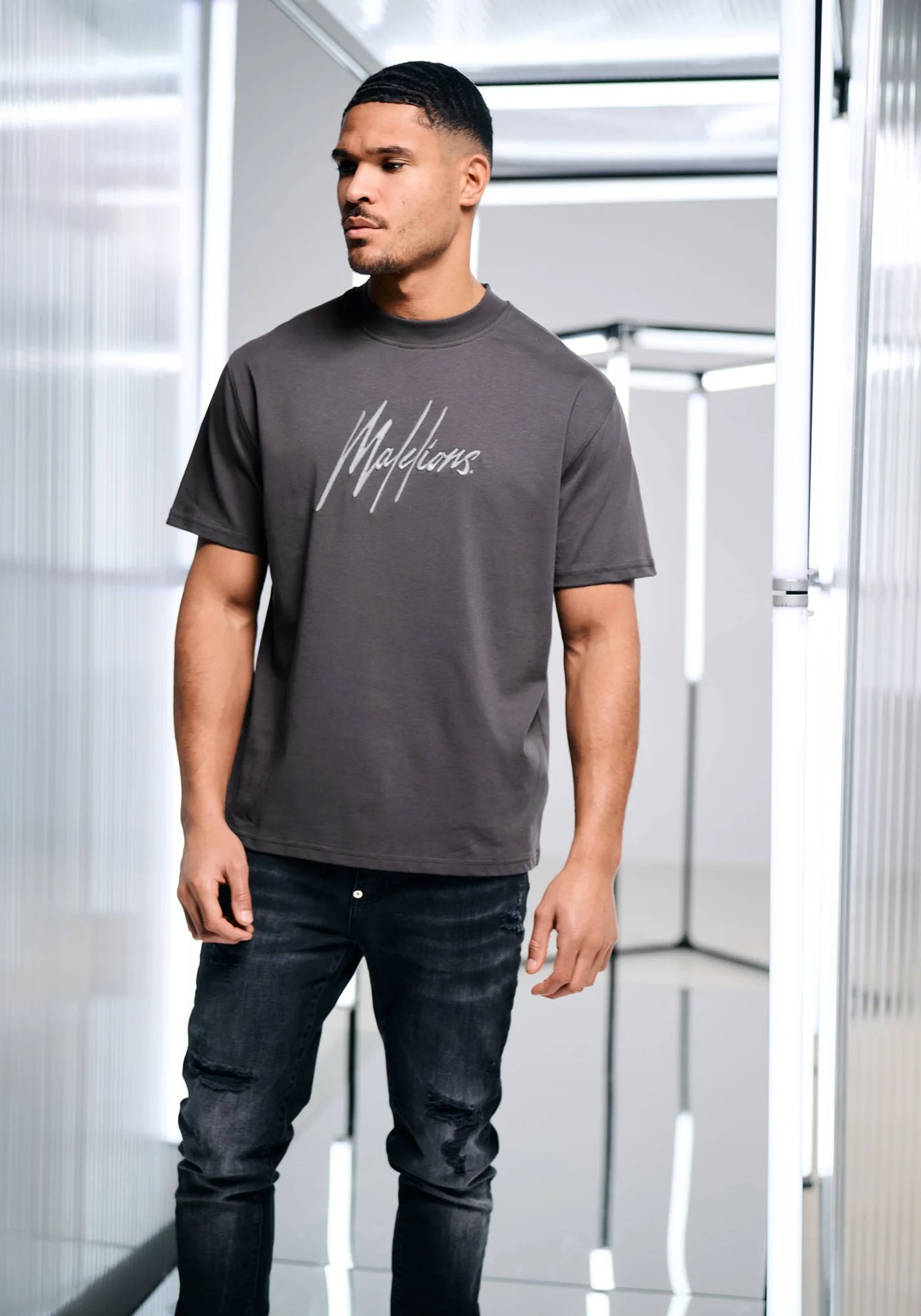 Cotton District MALELIONS ESSENTIALS T-SHIRT T-Shirts ANTHRACITE