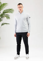 Cotton District MALELIONS KNITTED QUARTER ZIP  OCEAN GREY