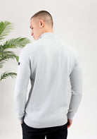 Cotton District MALELIONS KNITTED QUARTER ZIP  OCEAN GREY