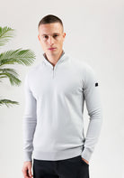 Cotton District MALELIONS KNITTED QUARTER ZIP  OCEAN GREY