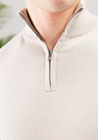Cotton District MALELIONS KNITTED QUARTER ZIP  SAND