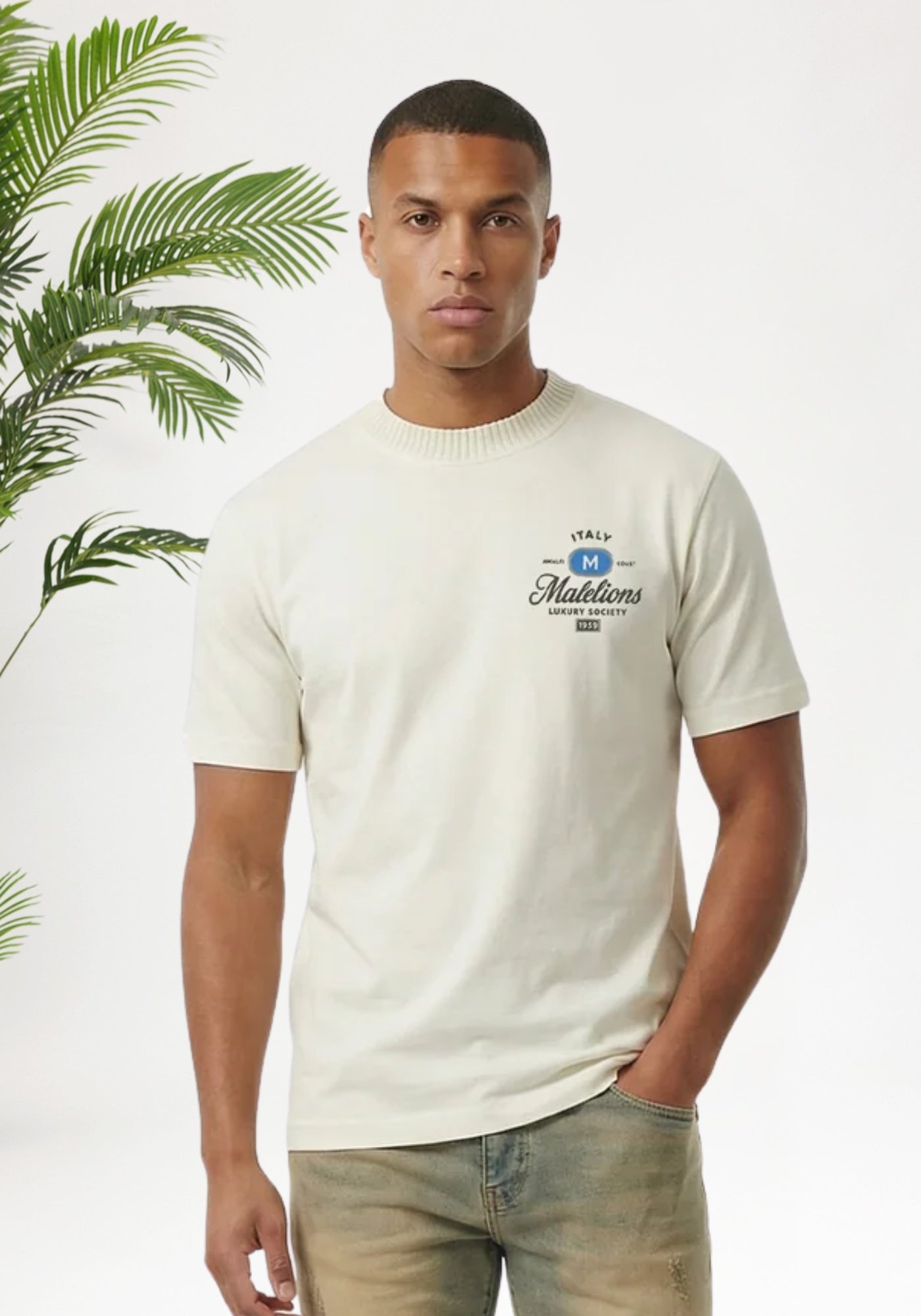 Cotton District MALELIONS LUXURY STAMP T-SHIRT T-Shirts OFF WHITE