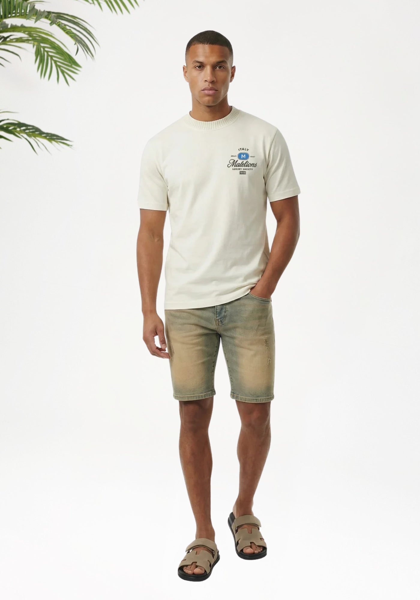 Cotton District MALELIONS LUXURY STAMP T-SHIRT T-Shirts OFF WHITE