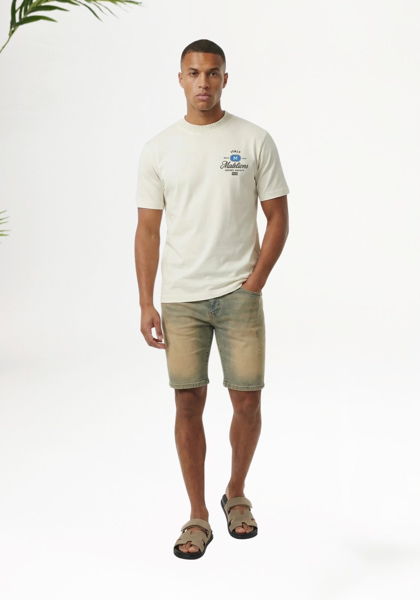 Cotton District MALELIONS MEN LUXURY STAMP T-SHIRT T-Shirts OFF WHITE