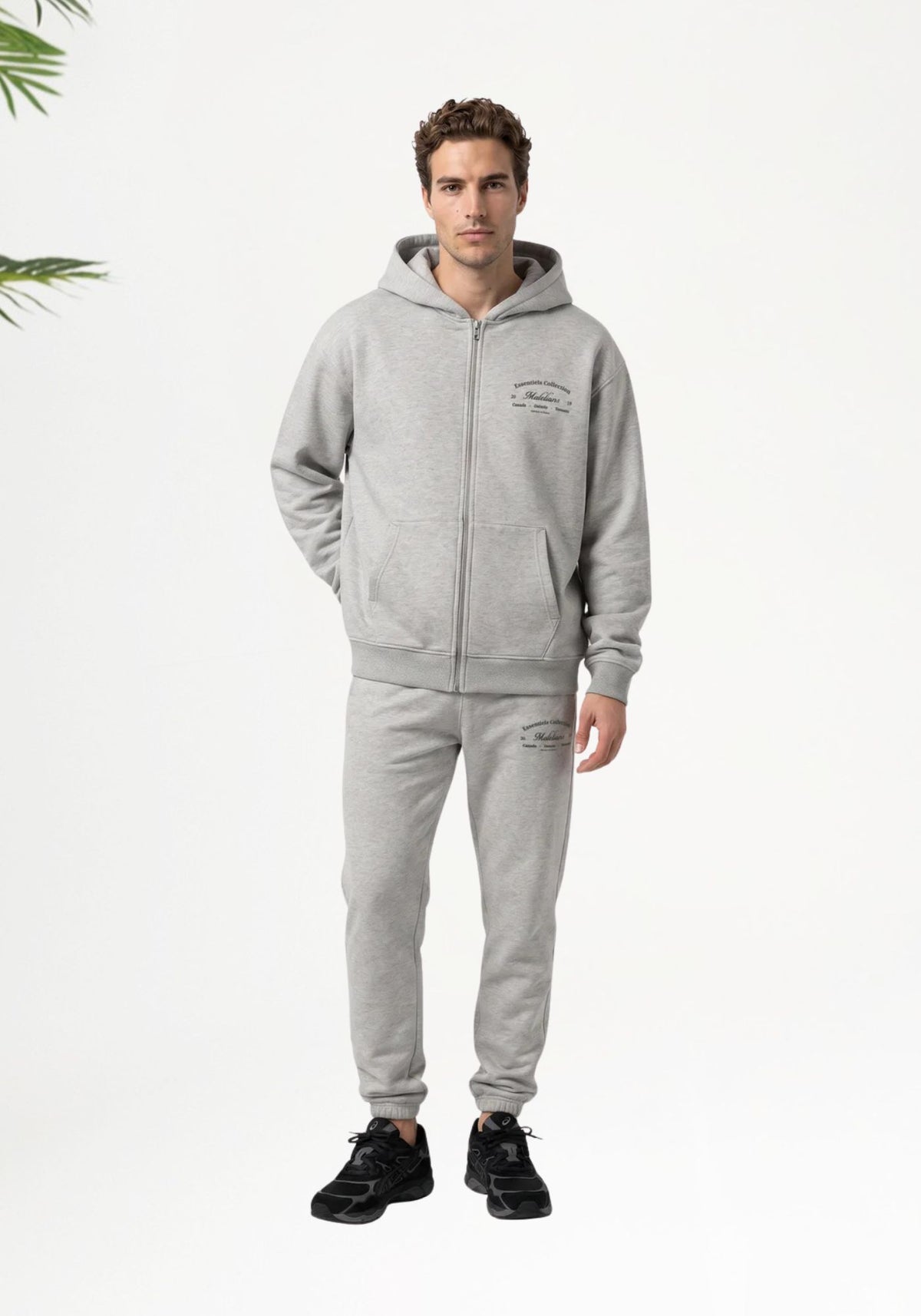 Cotton District MALELIONS MEN MARINA ZIP HOODIE Hoodies GREY MELANGE