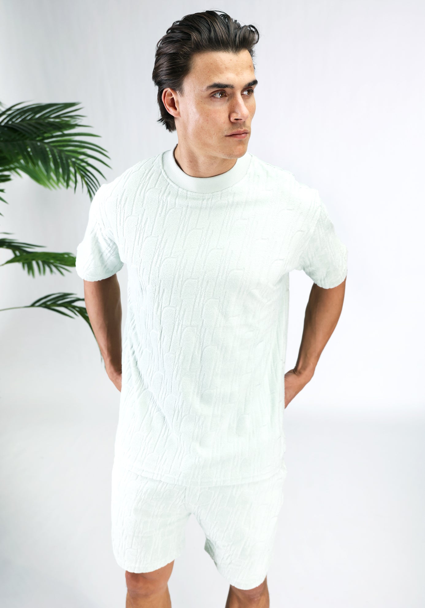 Cotton District MALELIONS MONOGRAM TOWELING SET  PALE AQUA