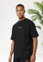 Cotton District MALELIONS OVERSIZED STRIPED SIGNATURE T-SHIRT T-Shirts BLACK