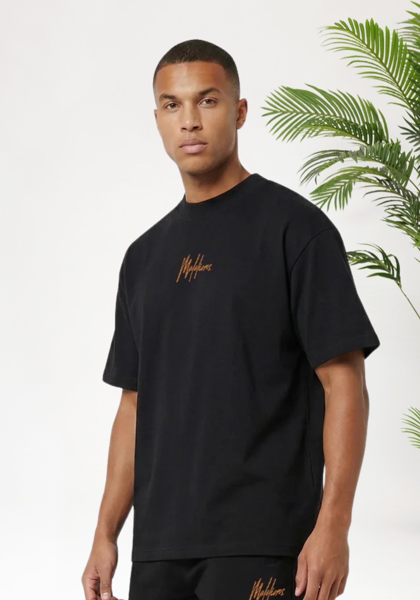 Cotton District MALELIONS OVERSIZED STRIPED SIGNATURE T-SHIRT T-Shirts BLACK
