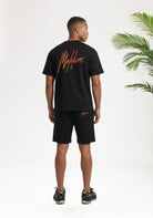 Cotton District MALELIONS OVERSIZED STRIPED SIGNATURE T-SHIRT T-Shirts BLACK