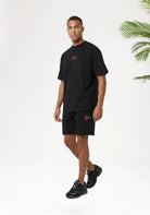 Cotton District MALELIONS OVERSIZED STRIPED SIGNATURE T-SHIRT T-Shirts BLACK