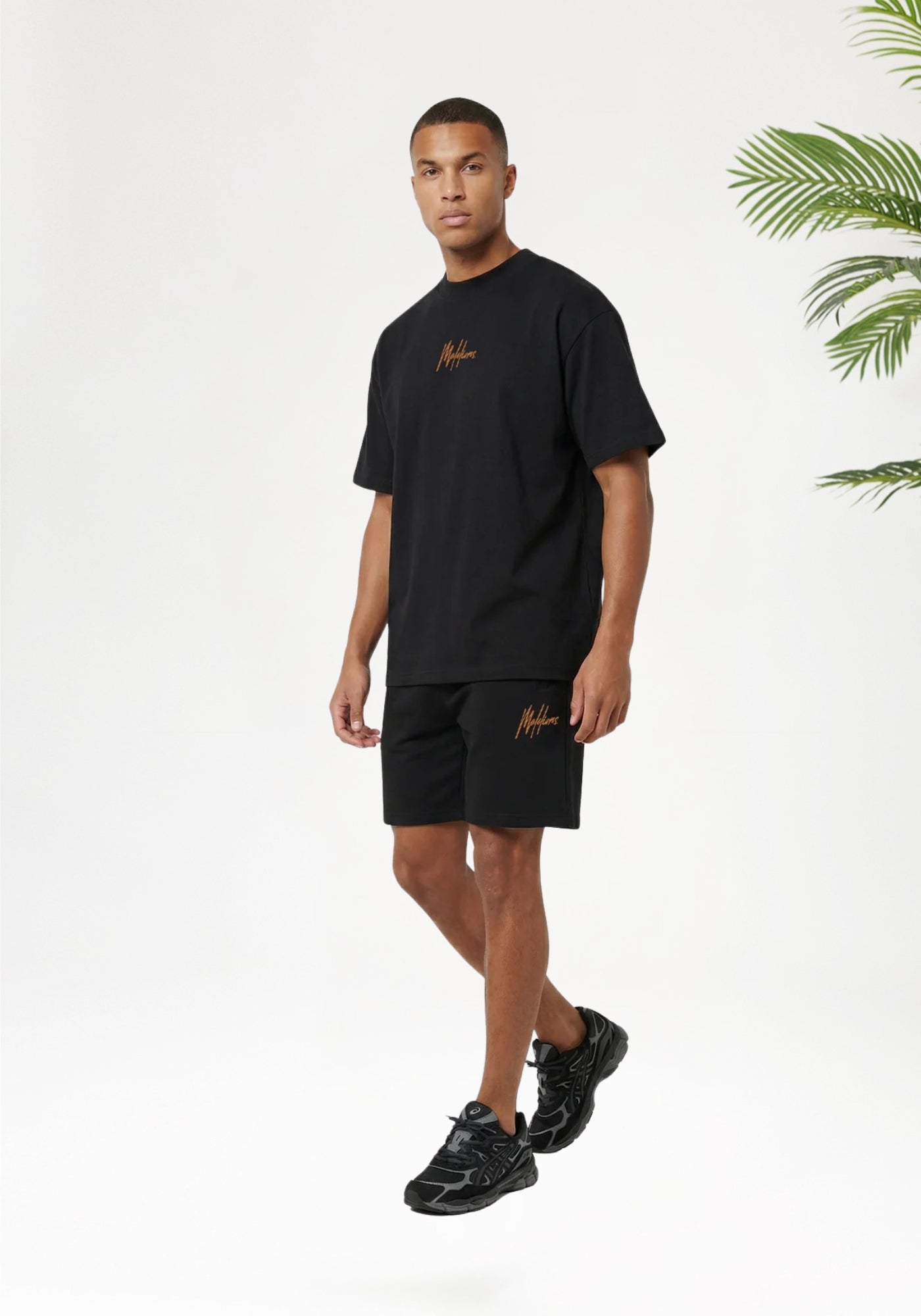 Cotton District MALELIONS OVERSIZED STRIPED SIGNATURE T-SHIRT T-Shirts BLACK