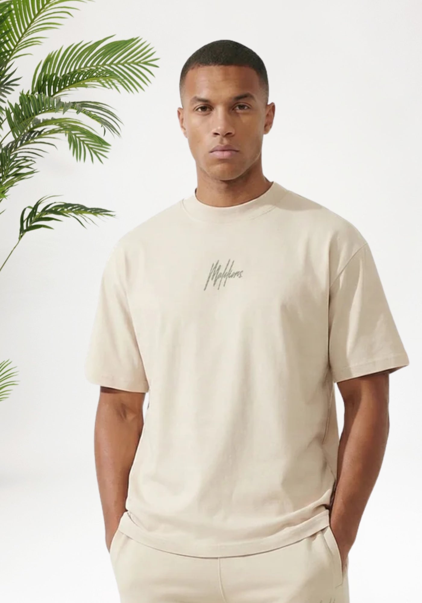 Cotton District MALELIONS OVERSIZED STRIPED SIGNATURE T-SHIRT T-Shirts LIGHT TAUPE