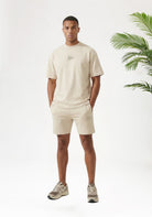 Cotton District MALELIONS OVERSIZED STRIPED SIGNATURE T-SHIRT T-Shirts LIGHT TAUPE