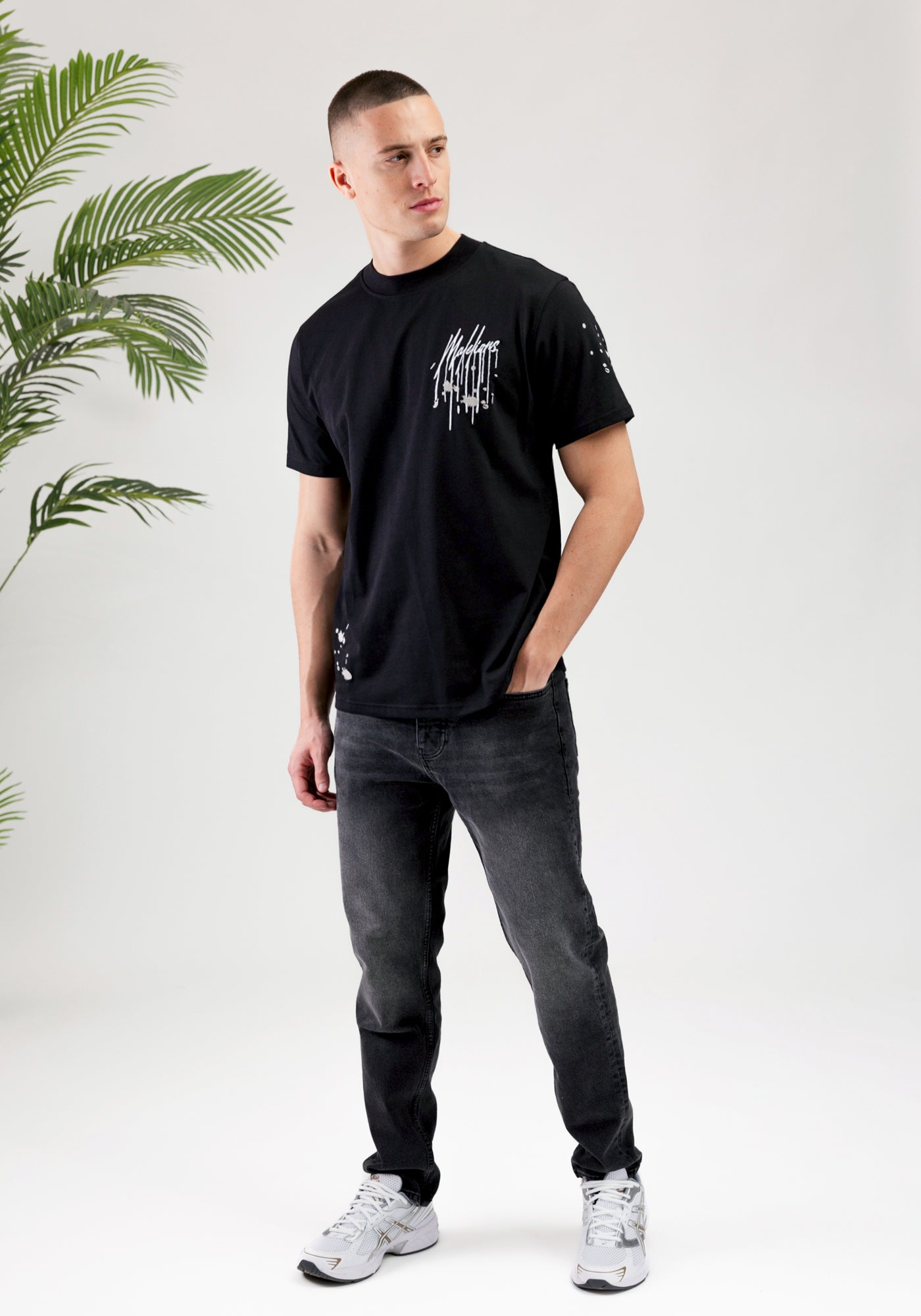 Cotton District MALELIONS PAINTER T-SHIRT  BLACK